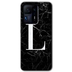 Xiaomi Mi Mix 4 Siyah Mermer Desenli L Harfi Baskılı Uyumlu Silikon Kılıf