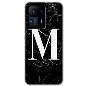 Xiaomi Mi Mix 4 Siyah Mermer Desenli M Harfi Baskılı Uyumlu Silikon Kılıf