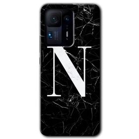 Xiaomi Mi Mix 4 Siyah Mermer Desenli N Harfi Baskılı Uyumlu Silikon Kılıf