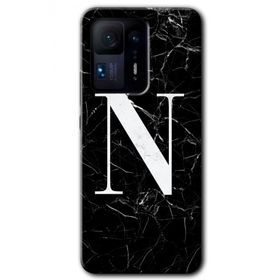 Xiaomi Mi Mix 4 Siyah Mermer Desenli N Harfi Baskılı Uyumlu Silikon Kılıf