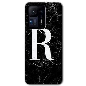 Xiaomi Mi Mix 4 Siyah Mermer Desenli R Harfi Baskılı Uyumlu Silikon Kılıf