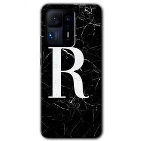 Xiaomi Mi Mix 4 Siyah Mermer Desenli R Harfi Baskılı Uyumlu Silikon Kılıf