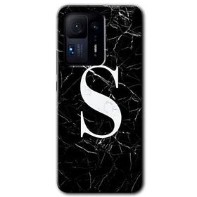 Xiaomi Mi Mix 4 Siyah Mermer Desenli S Harfi Baskılı Uyumlu Silikon Kılıf