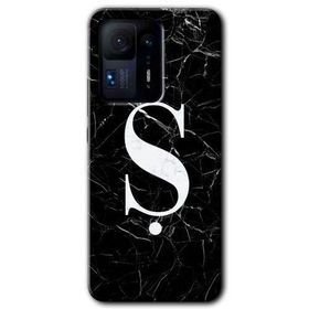 Xiaomi Mi Mix 4 Siyah Mermer Desenli S Harfi Baskılı Uyumlu Silikon Kılıf
