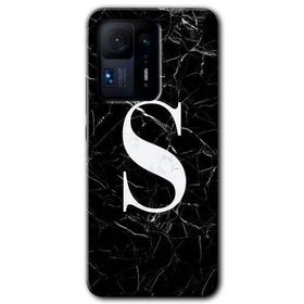 Xiaomi Mi Mix 4 Siyah Mermer Desenli S Harfi Baskılı Uyumlu Silikon Kılıf
