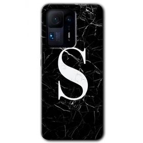 Xiaomi Mi Mix 4 Siyah Mermer Desenli S Harfi Baskılı Uyumlu Silikon Kılıf