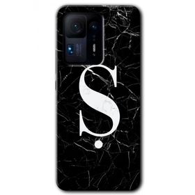 Xiaomi Mi Mix 4 Siyah Mermer Desenli S Harfi Baskılı Uyumlu Silikon Kılıf