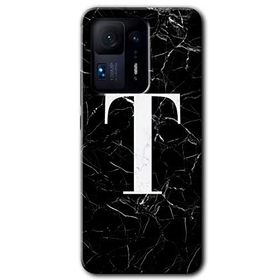 Xiaomi Mi Mix 4 Siyah Mermer Desenli T Harfi Baskılı Uyumlu Silikon Kılıf