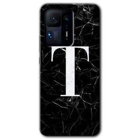 Xiaomi Mi Mix 4 Siyah Mermer Desenli T Harfi Baskılı Uyumlu Silikon Kılıf