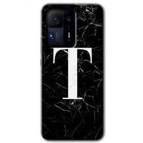 Xiaomi Mi Mix 4 Siyah Mermer Desenli T Harfi Baskılı Uyumlu Silikon Kılıf