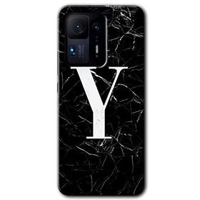 Xiaomi Mi Mix 4 Siyah Mermer Desenli Y Harfi Baskılı Uyumlu Silikon Kılıf