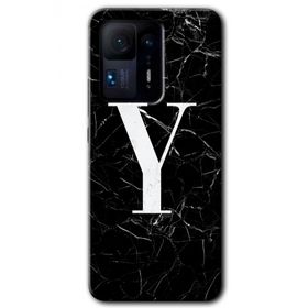 Xiaomi Mi Mix 4 Siyah Mermer Desenli Y Harfi Baskılı Uyumlu Silikon Kılıf
