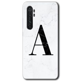 Xiaomi Mi Note 10 Lite Beyaz Mermer Desenli A Harfi Baskılı Uyumlu Silikon Kılıf