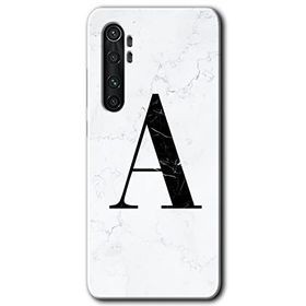 Xiaomi Mi Note 10 Lite Beyaz Mermer Desenli A Harfi Baskılı Uyumlu Silikon Kılıf