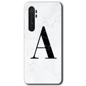 Xiaomi Mi Note 10 Lite Beyaz Mermer Desenli A Harfi Baskılı Uyumlu Silikon Kılıf
