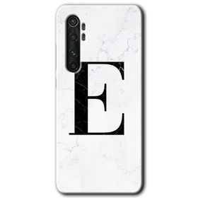 Xiaomi Mi Note 10 Lite Beyaz Mermer Desenli E Harfi Baskılı Uyumlu Silikon Kılıf