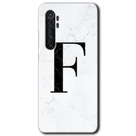 Xiaomi Mi Note 10 Lite Beyaz Mermer Desenli F Harfi Baskılı Uyumlu Silikon Kılıf