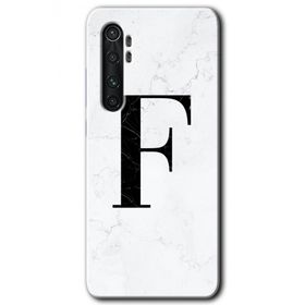 Xiaomi Mi Note 10 Lite Beyaz Mermer Desenli F Harfi Baskılı Uyumlu Silikon Kılıf