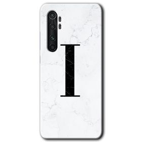 Xiaomi Mi Note 10 Lite Beyaz Mermer Desenli I Harfi Baskılı Uyumlu Silikon Kılıf