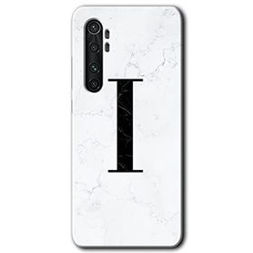 Xiaomi Mi Note 10 Lite Beyaz Mermer Desenli I Harfi Baskılı Uyumlu Silikon Kılıf