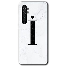 Xiaomi Mi Note 10 Lite Beyaz Mermer Desenli I Harfi Baskılı Uyumlu Silikon Kılıf