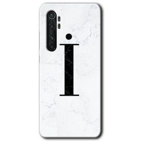 Xiaomi Mi Note 10 Lite Beyaz Mermer Desenli I Harfi Baskılı Uyumlu Silikon Kılıf