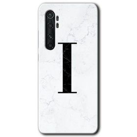 Xiaomi Mi Note 10 Lite Beyaz Mermer Desenli I Harfi Baskılı Uyumlu Silikon Kılıf