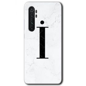 Xiaomi Mi Note 10 Lite Beyaz Mermer Desenli I Harfi Baskılı Uyumlu Silikon Kılıf
