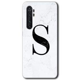 Xiaomi Mi Note 10 Lite Beyaz Mermer Desenli S Harfi Baskılı Uyumlu Silikon Kılıf