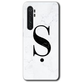 Xiaomi Mi Note 10 Lite Beyaz Mermer Desenli S Harfi Baskılı Uyumlu Silikon Kılıf