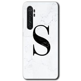 Xiaomi Mi Note 10 Lite Beyaz Mermer Desenli S Harfi Baskılı Uyumlu Silikon Kılıf