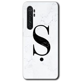 Xiaomi Mi Note 10 Lite Beyaz Mermer Desenli S Harfi Baskılı Uyumlu Silikon Kılıf