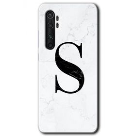 Xiaomi Mi Note 10 Lite Beyaz Mermer Desenli S Harfi Baskılı Uyumlu Silikon Kılıf