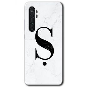 Xiaomi Mi Note 10 Lite Beyaz Mermer Desenli S Harfi Baskılı Uyumlu Silikon Kılıf
