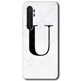 Xiaomi Mi Note 10 Lite Beyaz Mermer Desenli Ü Harfi Baskılı Uyumlu Silikon Kılıf