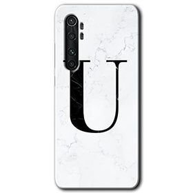Xiaomi Mi Note 10 Lite Beyaz Mermer Desenli Ü Harfi Baskılı Uyumlu Silikon Kılıf