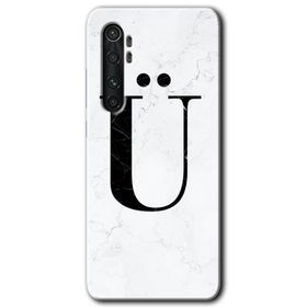 Xiaomi Mi Note 10 Lite Beyaz Mermer Desenli Ü Harfi Baskılı Uyumlu Silikon Kılıf