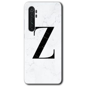 Xiaomi Mi Note 10 Lite Beyaz Mermer Desenli Z Harfi Baskılı Uyumlu Silikon Kılıf