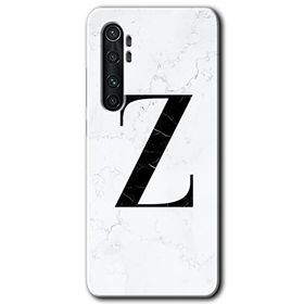 Xiaomi Mi Note 10 Lite Beyaz Mermer Desenli Z Harfi Baskılı Uyumlu Silikon Kılıf