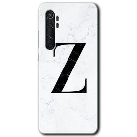 Xiaomi Mi Note 10 Lite Beyaz Mermer Desenli Z Harfi Baskılı Uyumlu Silikon Kılıf