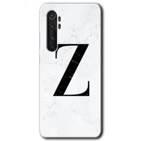 Xiaomi Mi Note 10 Lite Beyaz Mermer Desenli Z Harfi Baskılı Uyumlu Silikon Kılıf