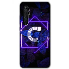 Xiaomi Mi Note 10 Lite Dark Neon Yaprak Ç Harfi Baskılı Uyumlu Silikon Kılıf