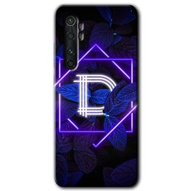 Xiaomi Mi Note 10 Lite Dark Neon Yaprak D Harfi Baskılı Uyumlu Silikon Kılıf