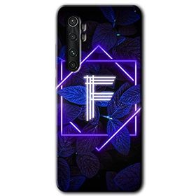 Xiaomi Mi Note 10 Lite Dark Neon Yaprak F Harfi Baskılı Uyumlu Silikon Kılıf