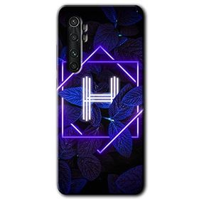 Xiaomi Mi Note 10 Lite Dark Neon Yaprak H Harfi Baskılı Uyumlu Silikon Kılıf