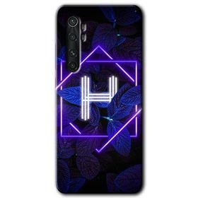 Xiaomi Mi Note 10 Lite Dark Neon Yaprak H Harfi Baskılı Uyumlu Silikon Kılıf