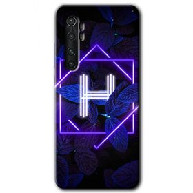 Xiaomi Mi Note 10 Lite Dark Neon Yaprak H Harfi Baskılı Uyumlu Silikon Kılıf