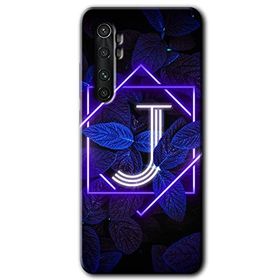 Xiaomi Mi Note 10 Lite Dark Neon Yaprak J Harfi Baskılı Uyumlu Silikon Kılıf