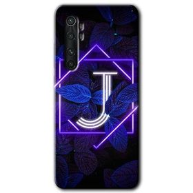 Xiaomi Mi Note 10 Lite Dark Neon Yaprak J Harfi Baskılı Uyumlu Silikon Kılıf
