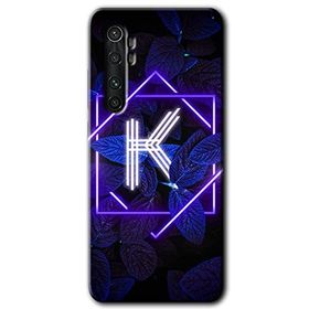 Xiaomi Mi Note 10 Lite Dark Neon Yaprak K Harfi Baskılı Uyumlu Silikon Kılıf